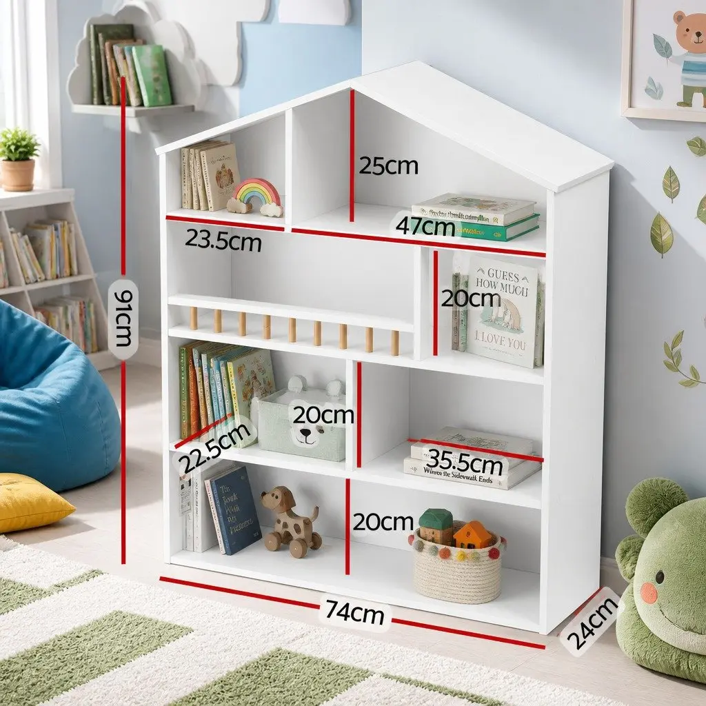 Kids Bookshelf PB Melamine 4 Tier White