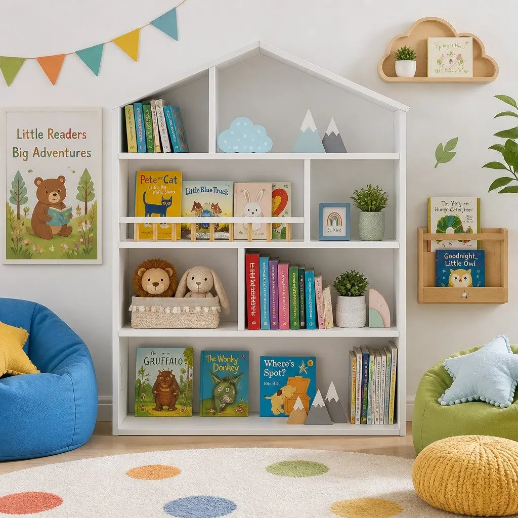 Kids Bookshelf PB Melamine 4 Tier White
