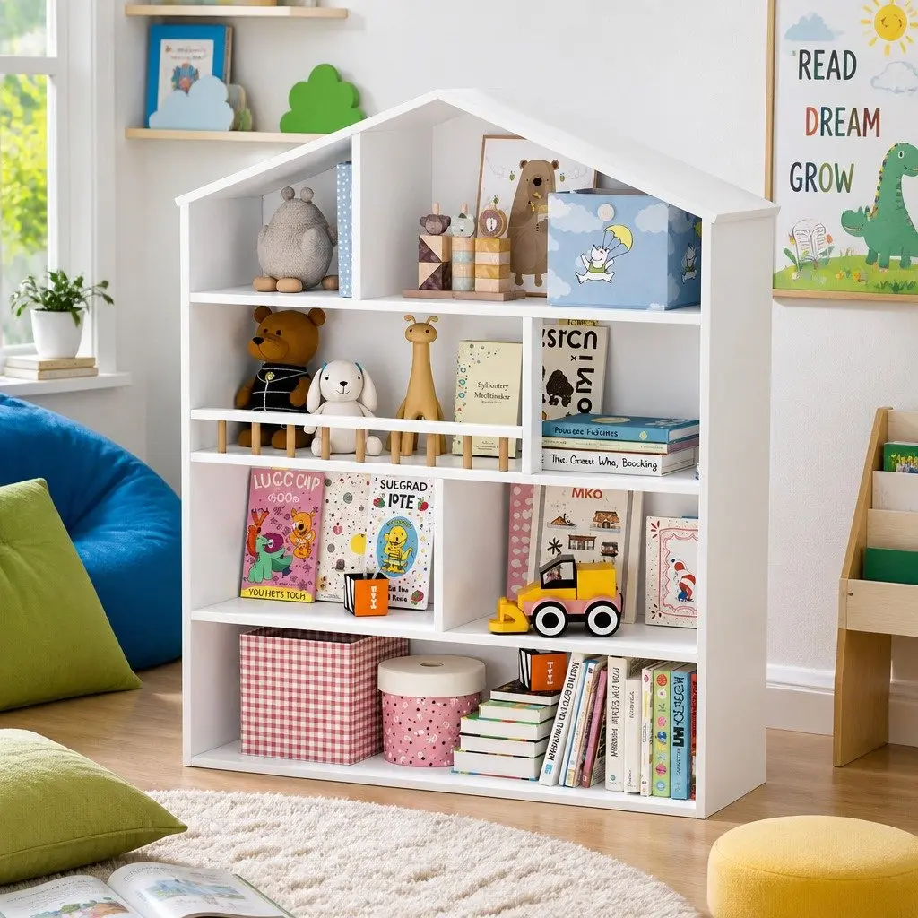 Kids Bookshelf PB Melamine 4 Tier White