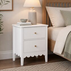 Stylish Bedside Table with 2 Drawers in White