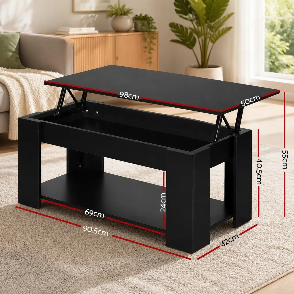 Black Lift-Top Coffee Table with Ample Storage
