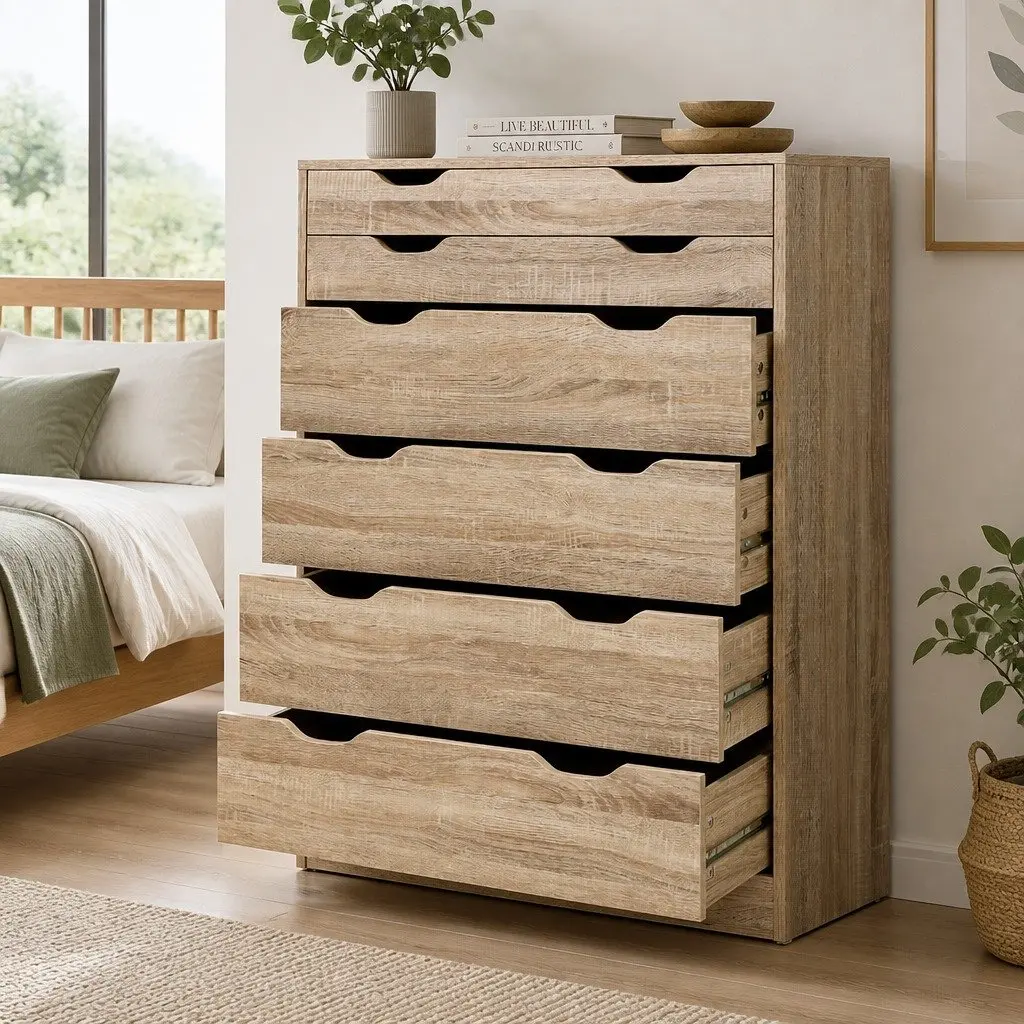 6-Drawer Tallboy Chest for Bedroom Storage