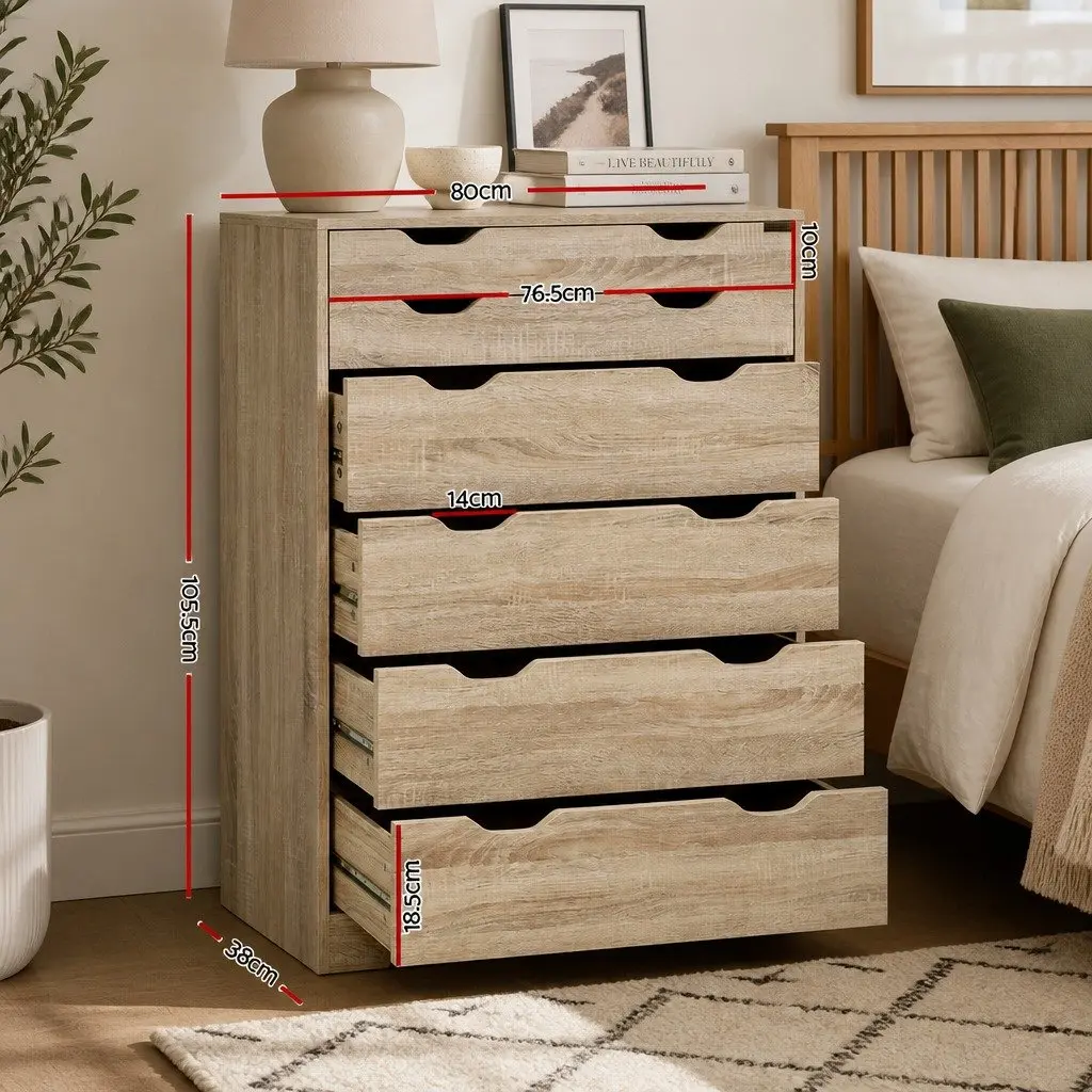 6-Drawer Tallboy Chest for Bedroom Storage