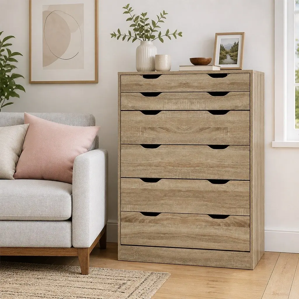 6-Drawer Tallboy Chest for Bedroom Storage
