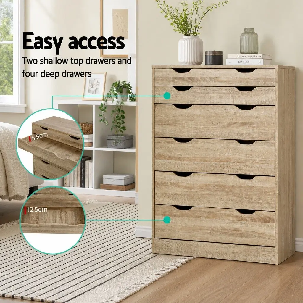 6-Drawer Tallboy Chest for Bedroom Storage