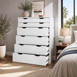 Premium 6 Drawer Tallboy Storage Cabinet for Bedrooms