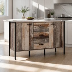 Stylish Wooden Sideboard with Metal Handles - Dark Grey