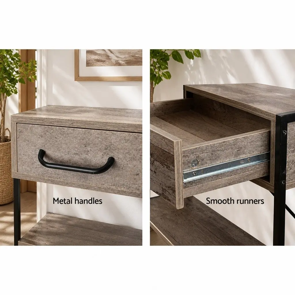 Console Table Particle Board 100 x 35 x 74.5 cm Rustic Colour Options 2 Drawers Storage Hallway Entry Display Shelf