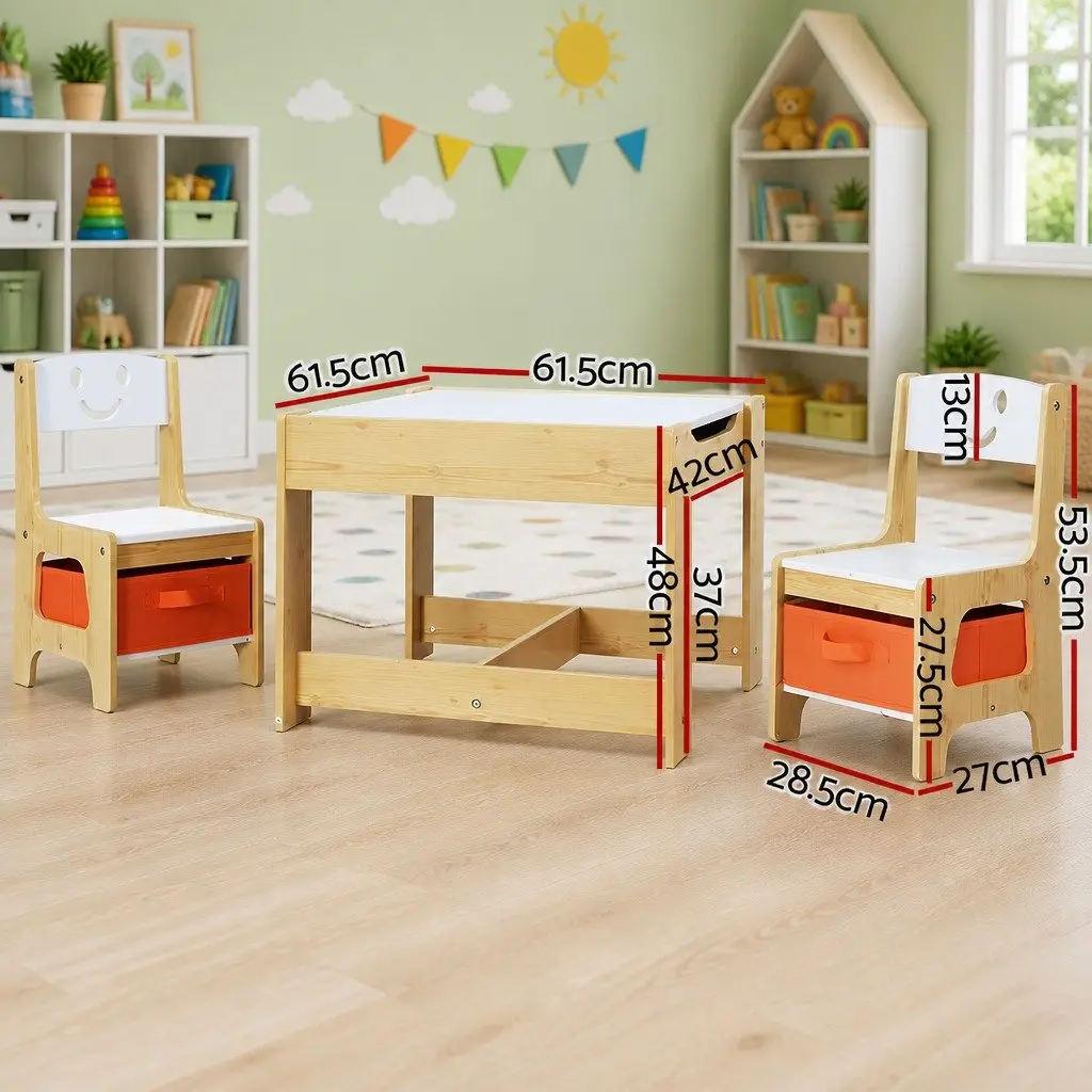 Kids Table and Chairs Set with Chalkboard Feature