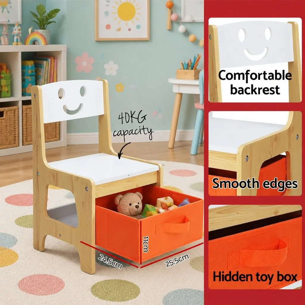 Kids Table and Chairs Set with Chalkboard Feature