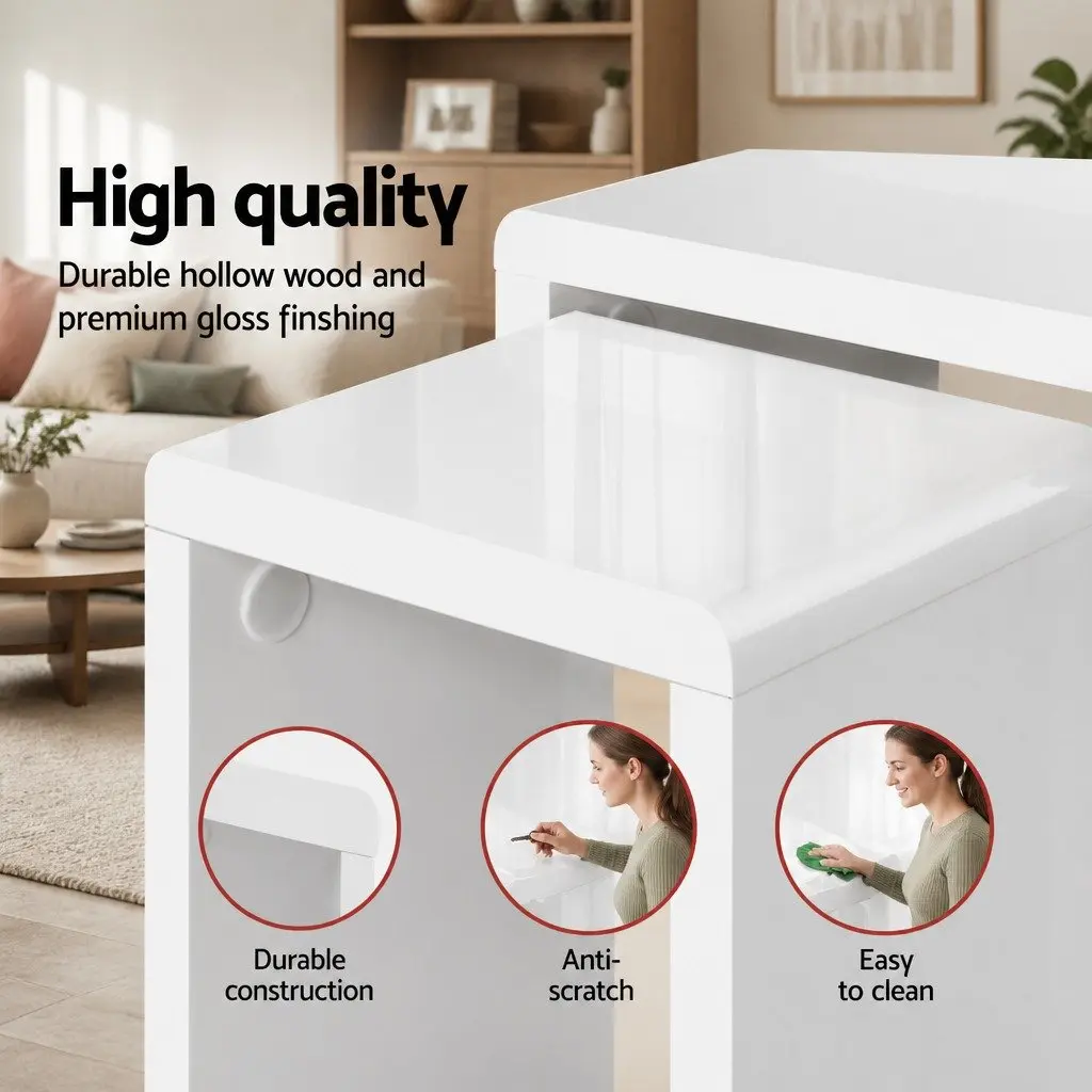 Glossy White Nesting Coffee Tables Set of 3