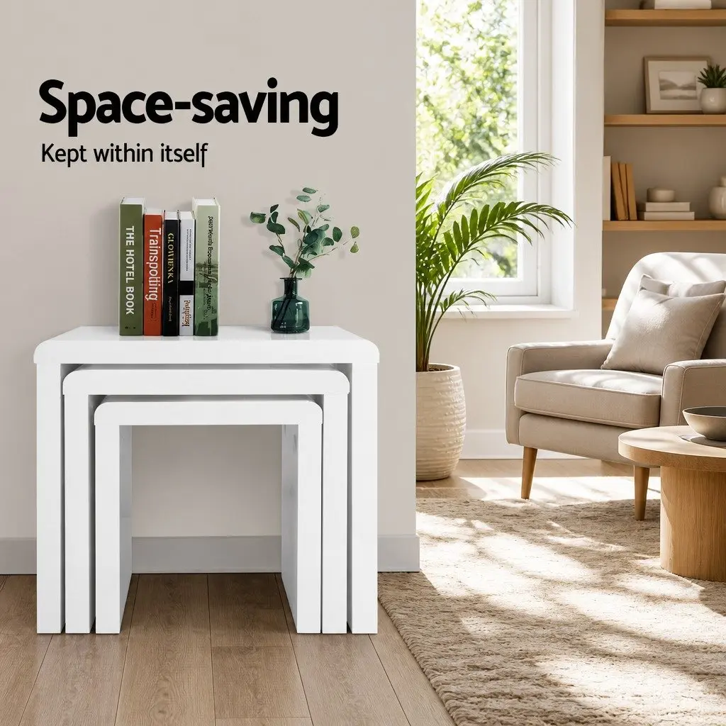 Glossy White Nesting Coffee Tables Set of 3