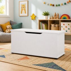 Premium White Kids Toy Box Storage Chest for Organized Play