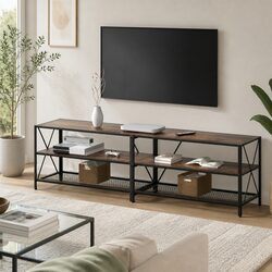 Sturdy 3-Tier Entertainment Unit with Industrial Design