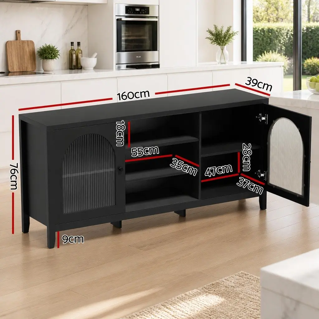 Buffet Sideboard Particle Board MDF 160cm Black