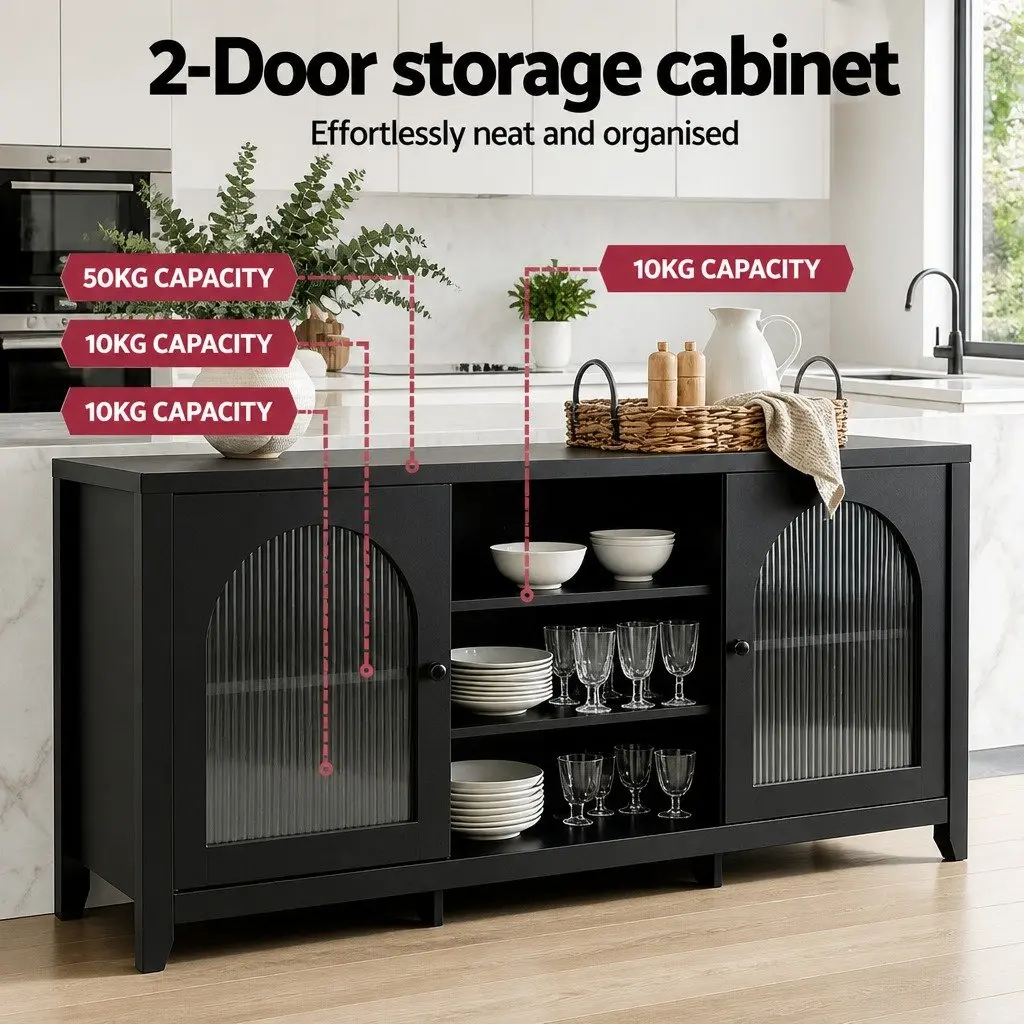 Buffet Sideboard Particle Board MDF 160cm Black
