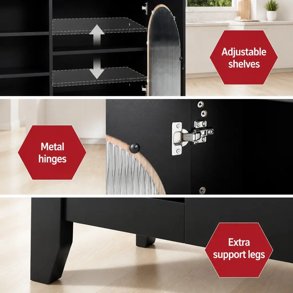 Buffet Sideboard Particle Board MDF 160cm Black