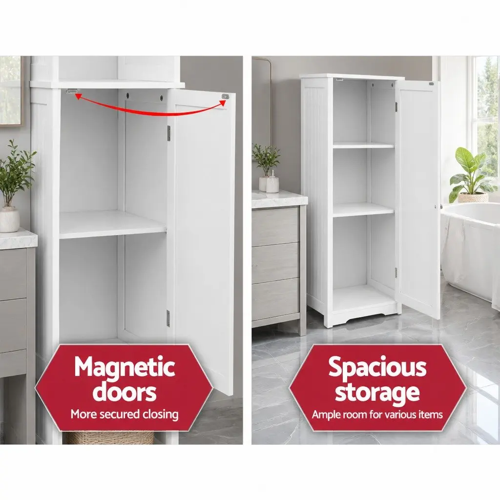 Tall Bathroom Cabinet E1 MDF 160cm White Storage Unit