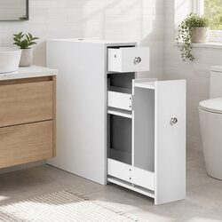 Premium White Bathroom Storage Cabinet with Tissue Holder