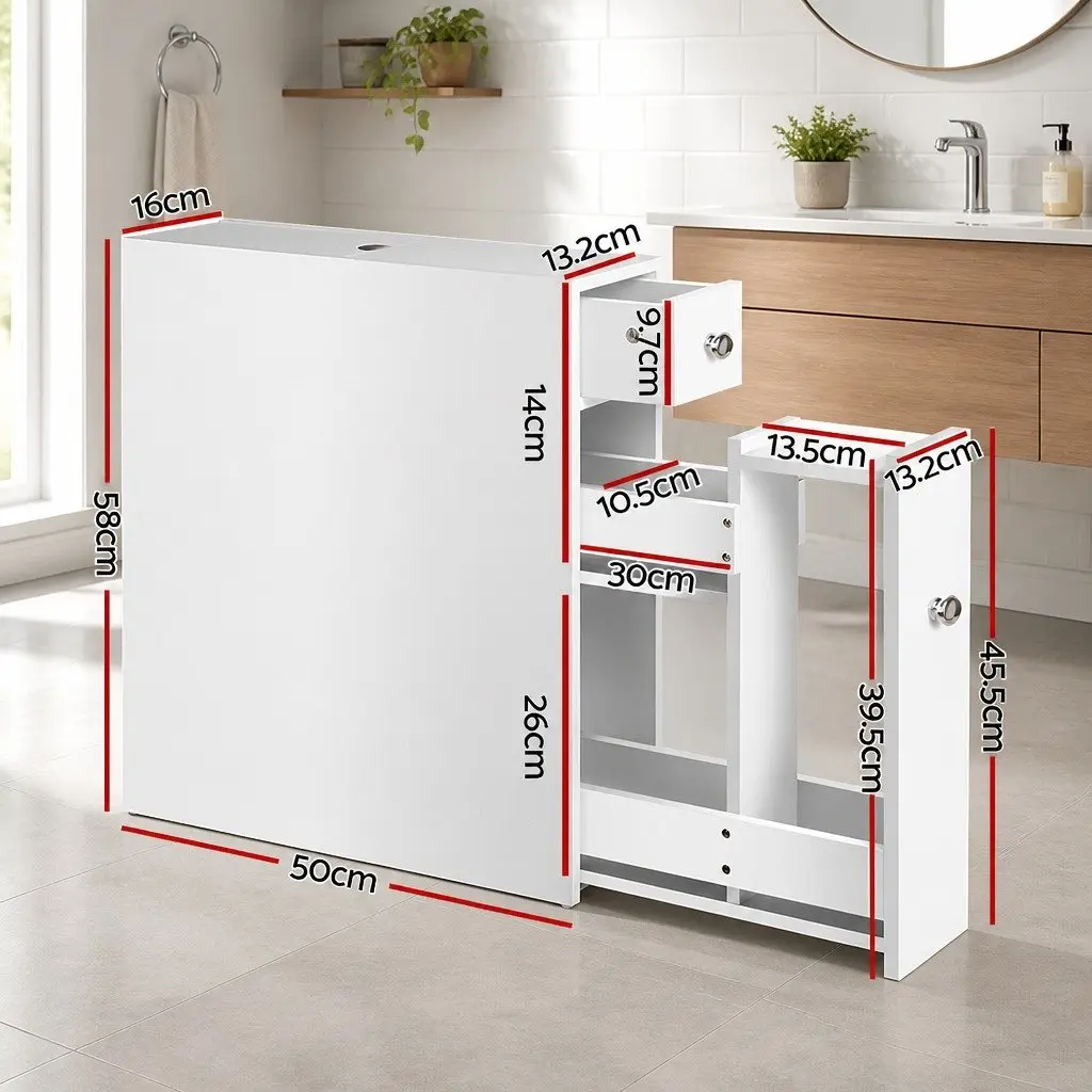 Bathroom Storage Cabinet E1 MDF 50 x 16 x 58cm White