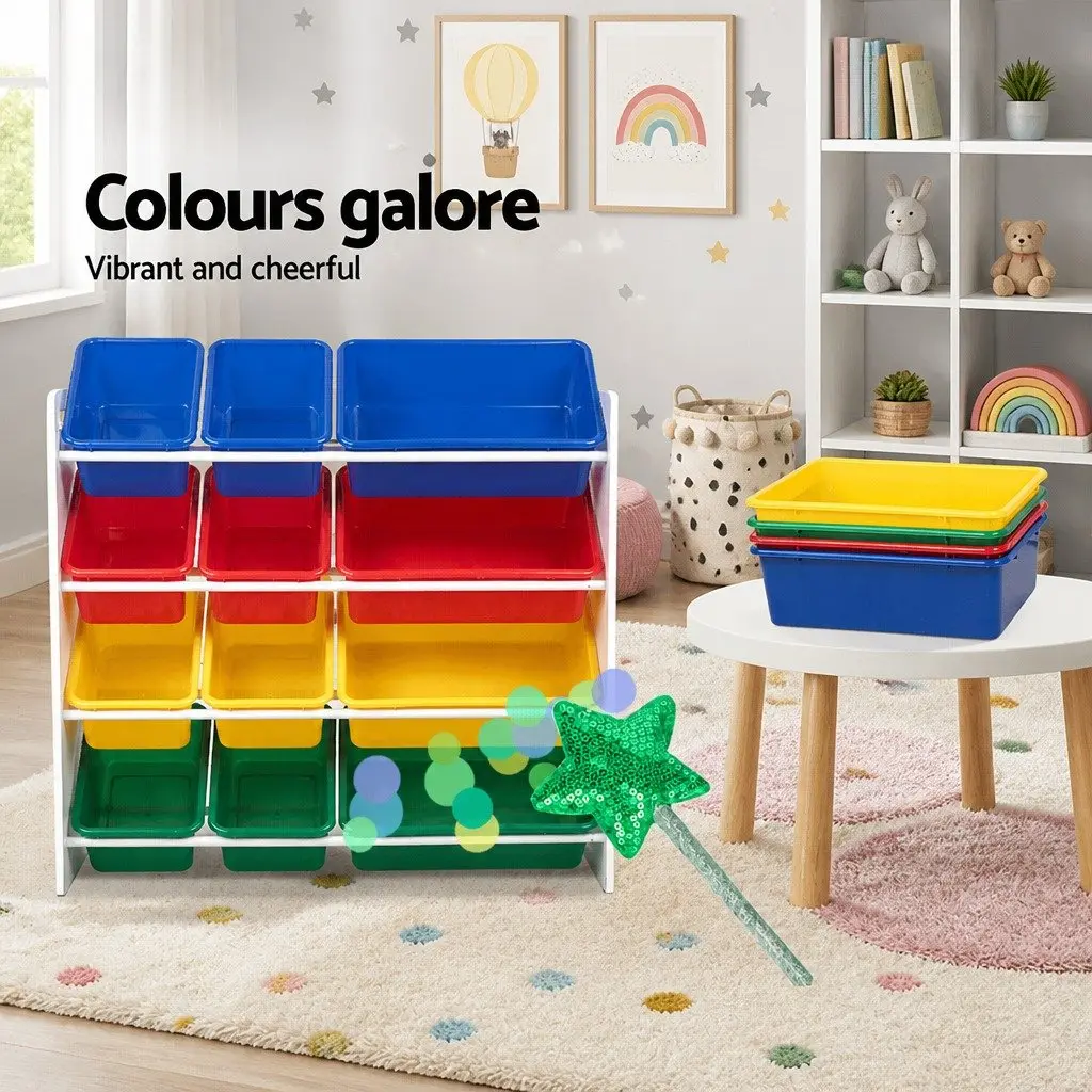 Kids Toy Box Storage with 12 Bins