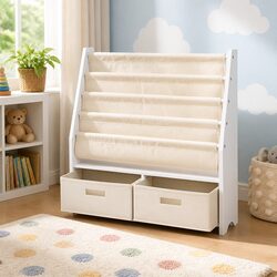 4-Tier Kids Bookshelf with Drawers for Storage