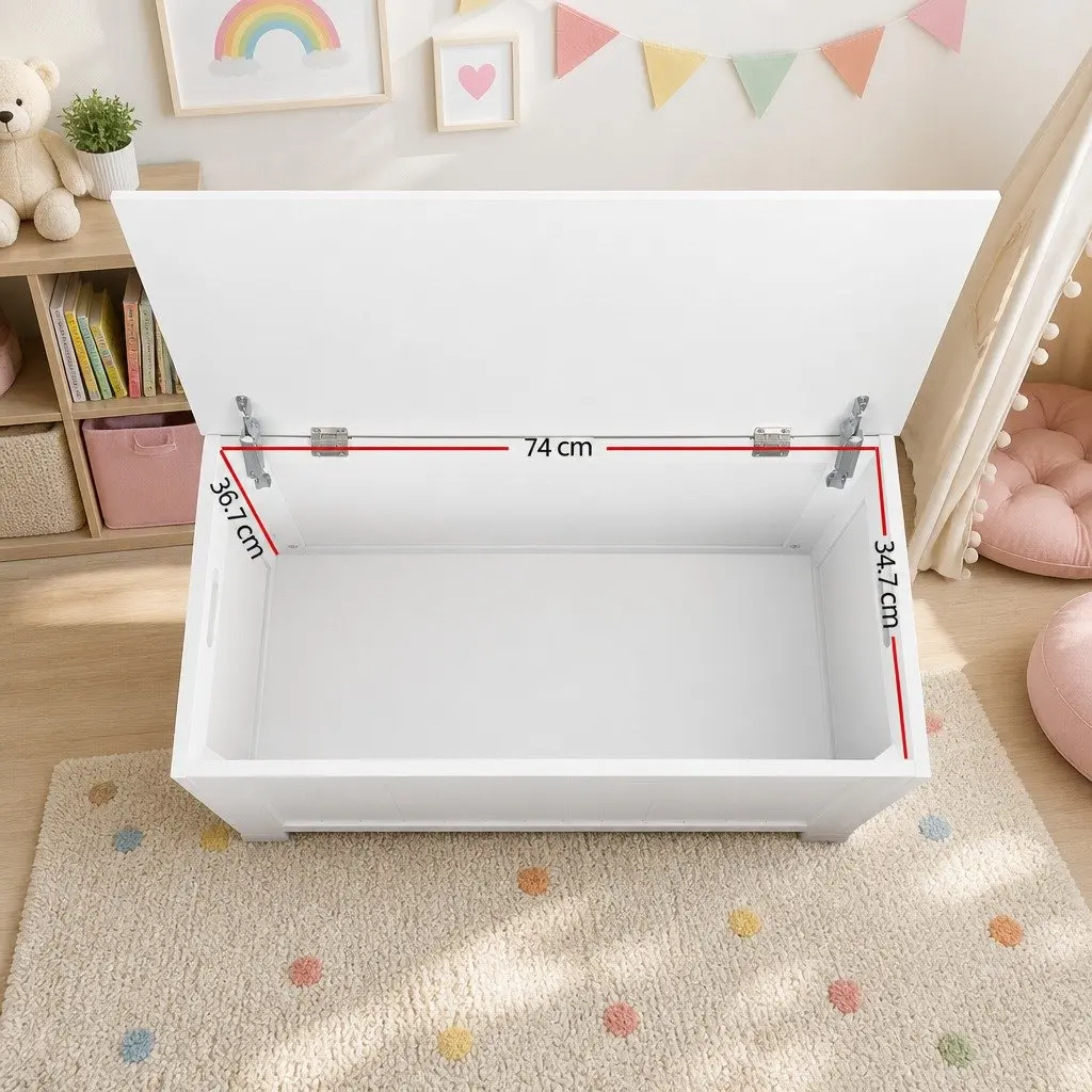 Toy Box Chest Storage Organiser E1 MDF 81 x 40 x 46.5cm White
