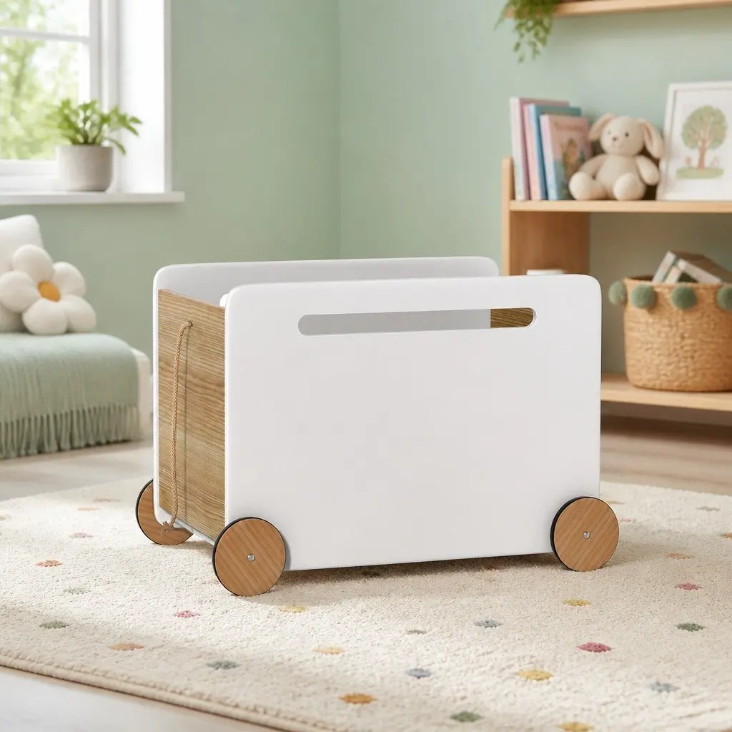 Toy Box Storage Container MDF 58cm White