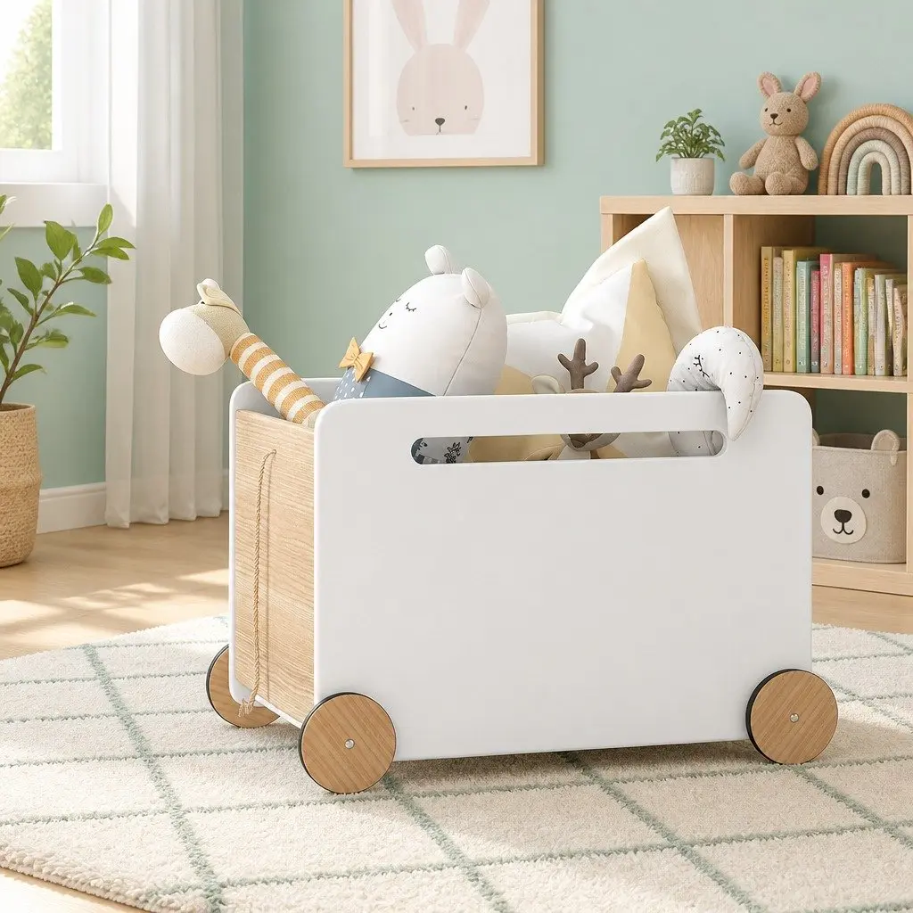 Toy Box Storage Container MDF 58cm White
