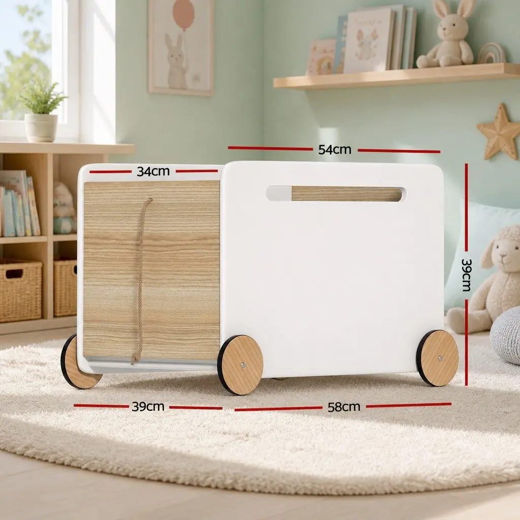 Toy Box Storage Container MDF 58cm White
