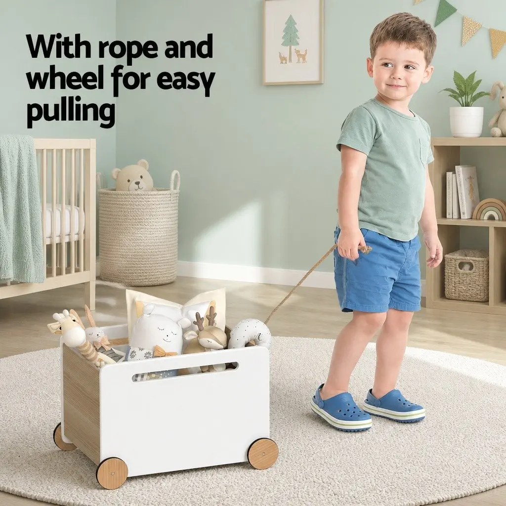 Toy Box Storage Container MDF 58cm White