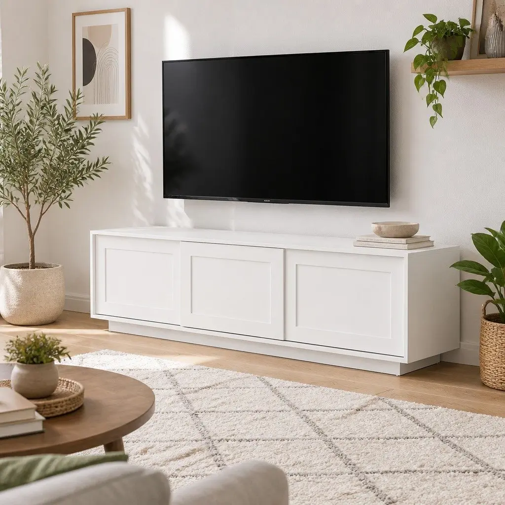 White 160cm TV Entertainment Unit with Modern Storage