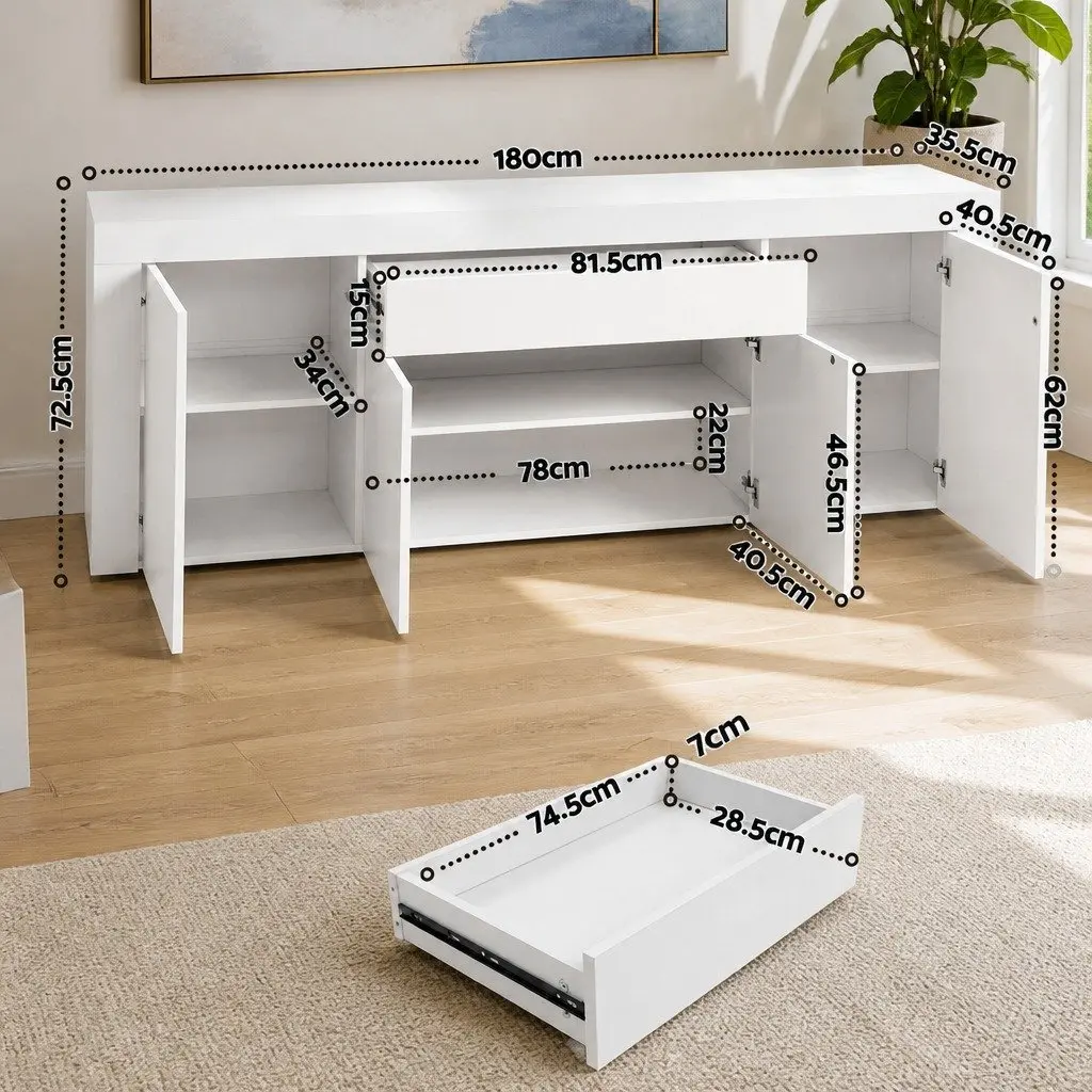 Buffet Sideboard Cabinet Melamine Particle Board 180cm White