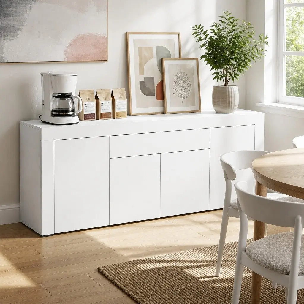 Buffet Sideboard Cabinet Melamine Particle Board 180cm White