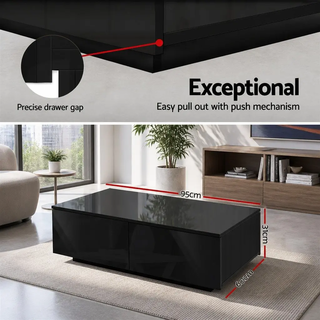 Coffee Table Particle Board 95cm x 60cm x 31cm Black