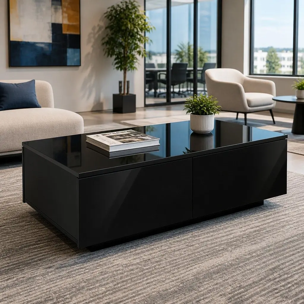Coffee Table Particle Board 95cm x 60cm x 31cm Black
