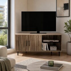 120cm Dark Walnut Corner Entertainment Unit with Glass Shelves