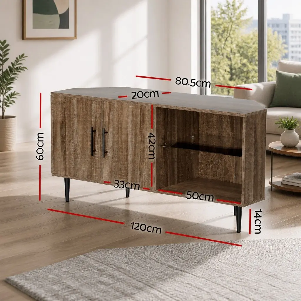 Corner Entertainment Unit Particleboard 120cm Dark Walnut