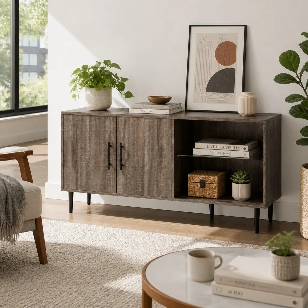 Corner Entertainment Unit Particleboard 120cm Dark Walnut