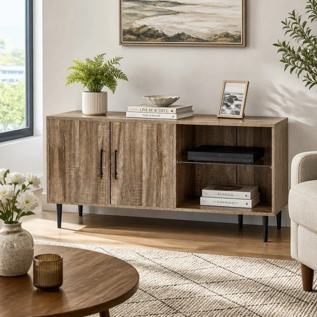 Corner Entertainment Unit Particleboard 120cm Dark Walnut