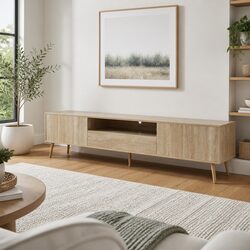 Durable 200CM TV Entertainment Unit with Natural Wood Finish