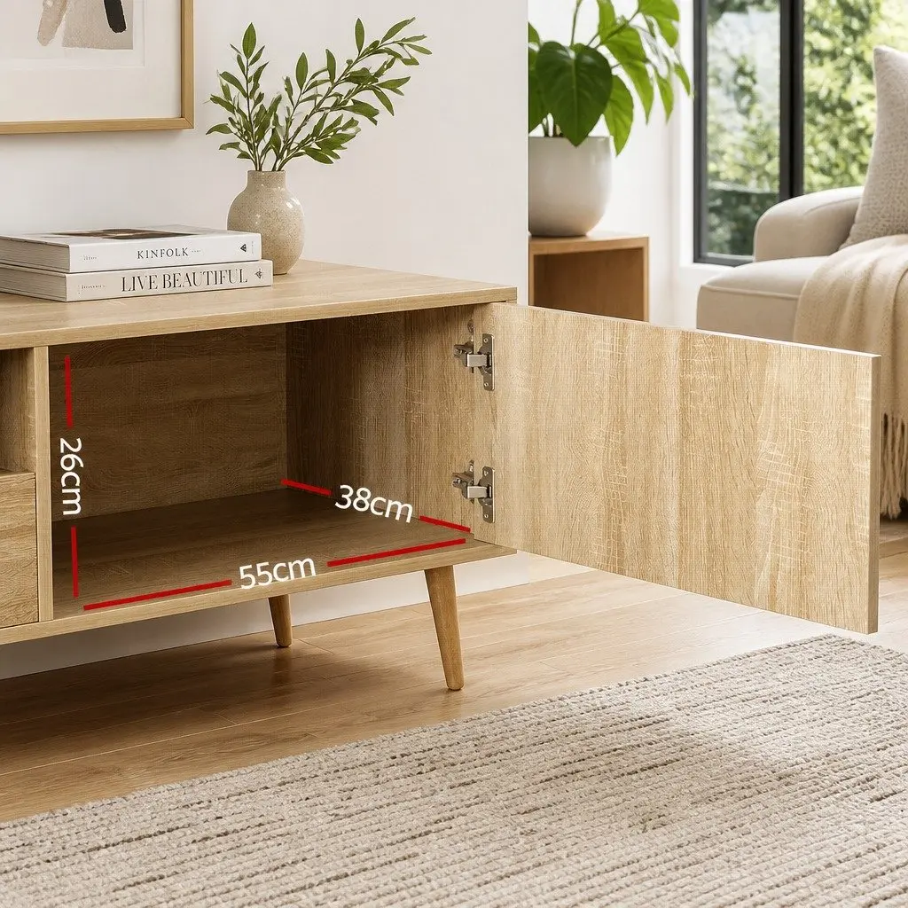200CM TV Entertainment Unit with Natural Wood Finish