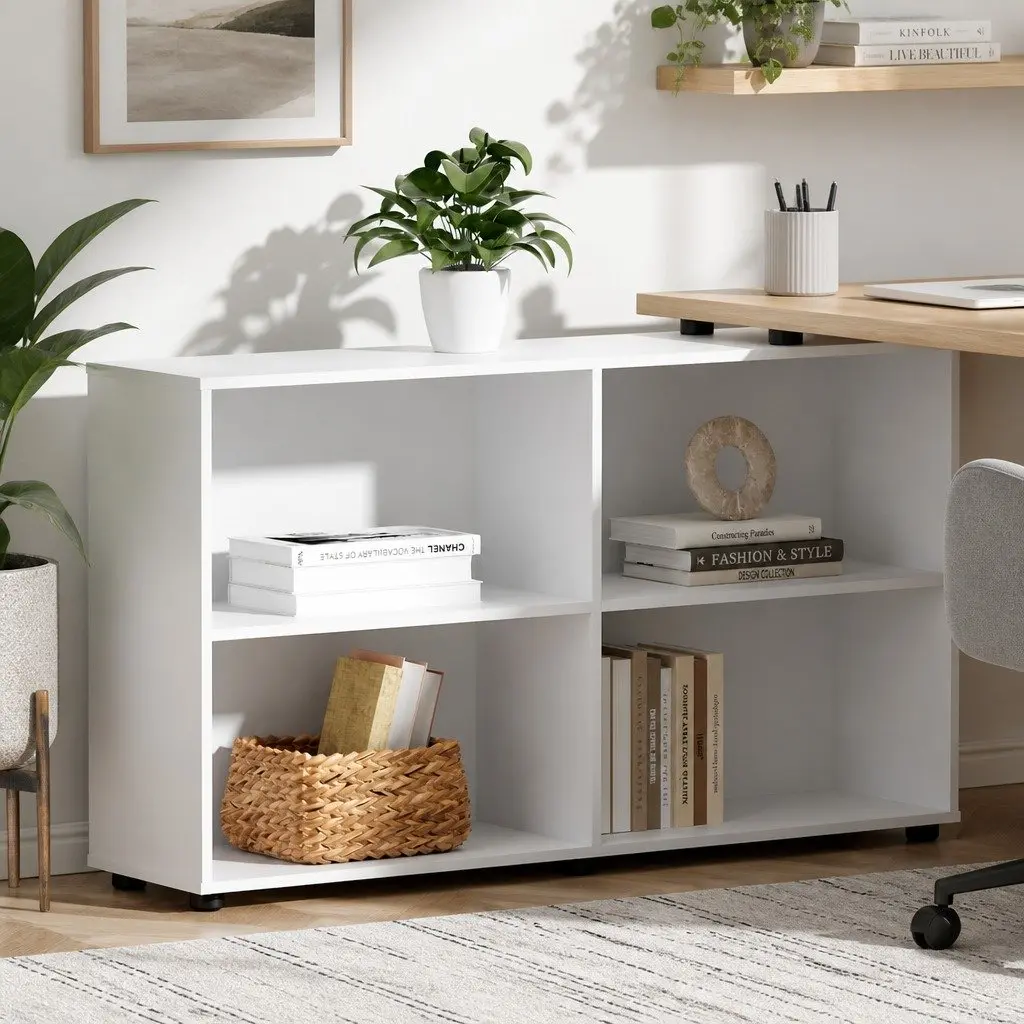 L-Shaped Computer Desk with Swivel Bookshelf