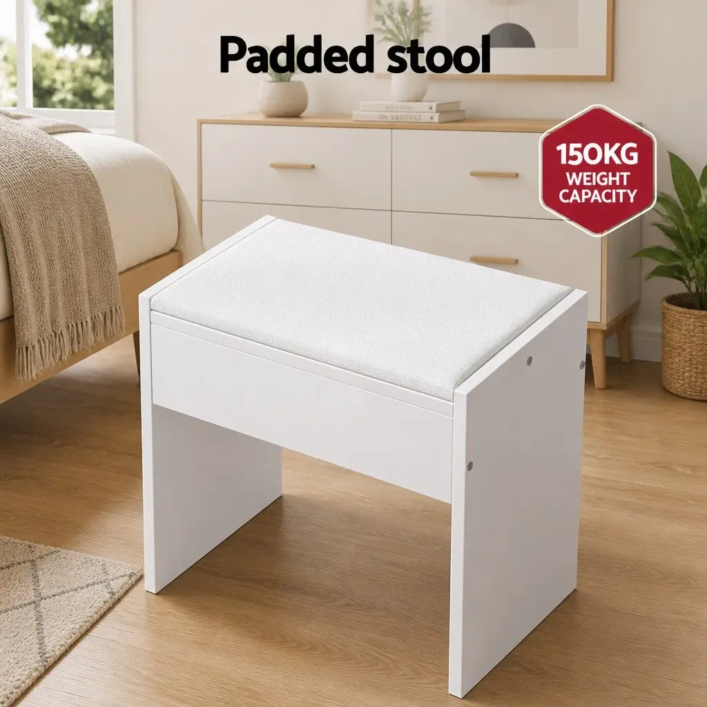 Hollywood Mirror Dressing Table Set with LED Bulbs