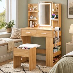 Hollywood Style Vanity Desk with LED Makeup Mirror
