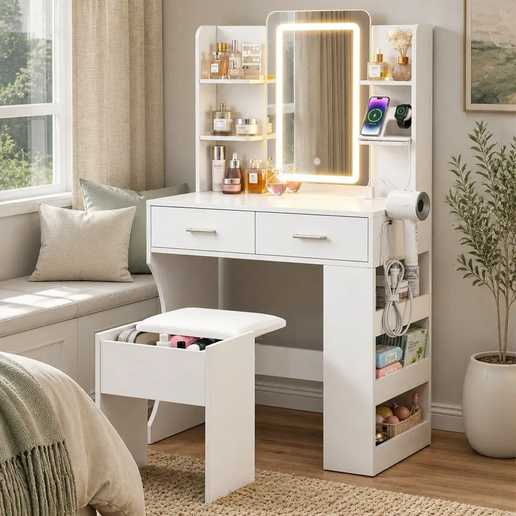 LED Vanity Dressing Table with Makeup Mirror