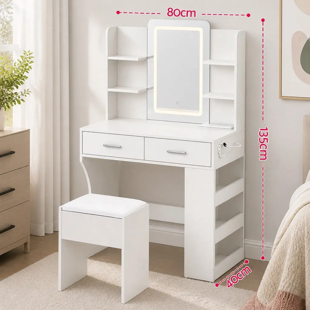 LED Vanity Dressing Table with Makeup Mirror