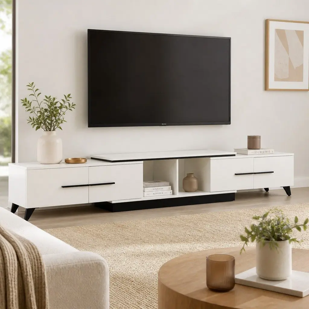 TV Unit E1 Particleboard 190-260cm White