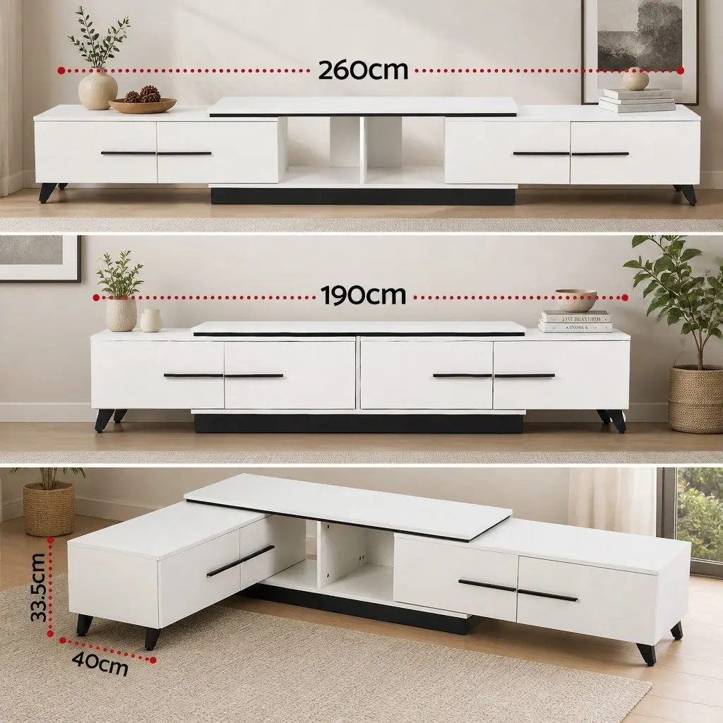 TV Unit E1 Particleboard 190-260cm White