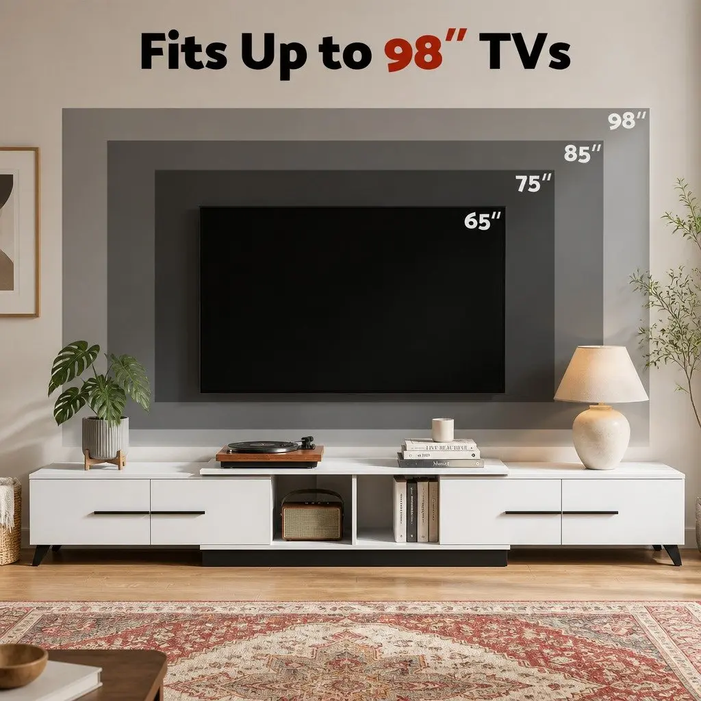 TV Unit E1 Particleboard 190-260cm White